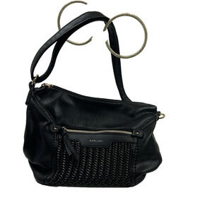 Darling super soft black vegan leather woven shoulder bag purse